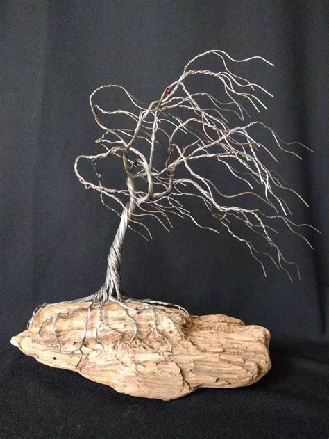 Sale Priced Beautiful Driftwood Piece With Twisted Wire Tree Clinging
