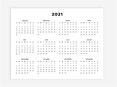 8.5x11 Printable 2021 Calendar Letter Calendar 2021 Year ...