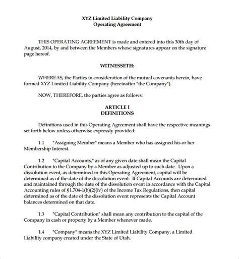 Free 7 Sample Business Operating Agreement Templates In Pdf Ms Word