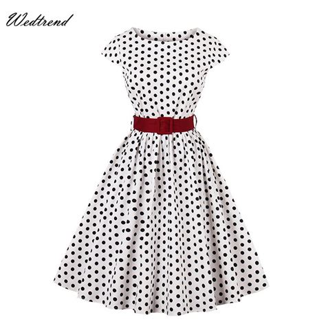wedtrend o neck dots loose women dresses with sashes retro elegant 1950s 1960s lady dress audrey