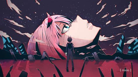 Darling In The Franxx Face Of Zero Two And Back View Hd