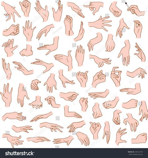 Vector Illustrations Pack Of Woman Hands In Various Gestures Manos
