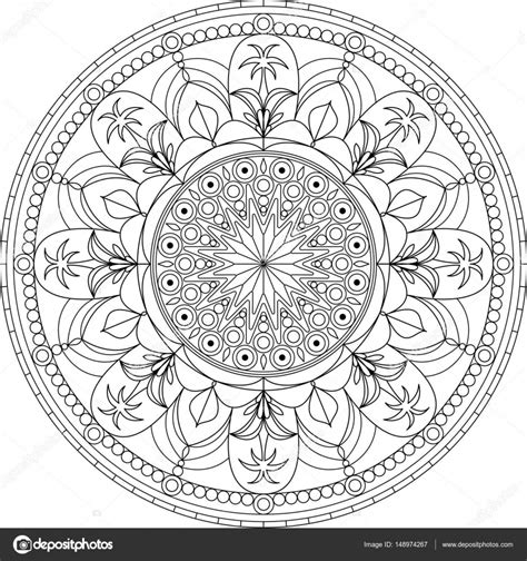 Simple, round, relaxing designs that are easy to start and fulfilling to finish. Circle mandala adult coloring page, with palm tree — Stock ...