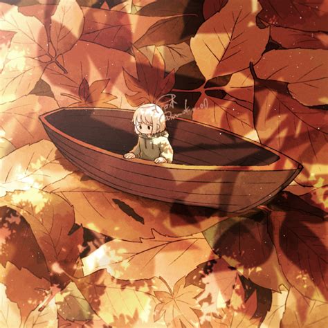 Safebooru 1girl Absurdres Autumn Autumn Leaves Bangs Blonde Hair Boat