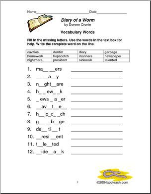 We did not find results for: Diary of a Worm (primary) Book I abcteach.com | abcteach