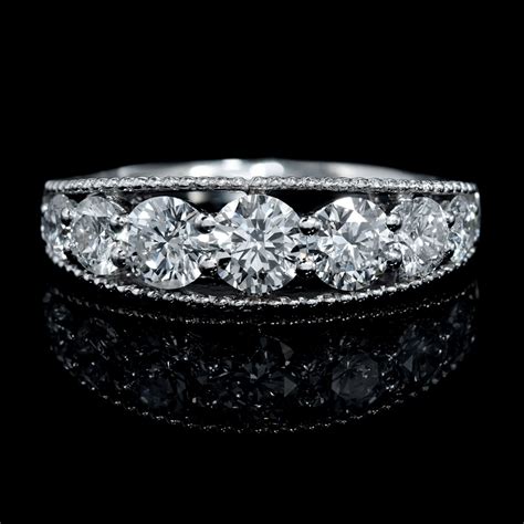 Eschew the conservative rut of the plain gold. 1.56ct Diamond Antique Style 18k White Gold Wedding Band Ring