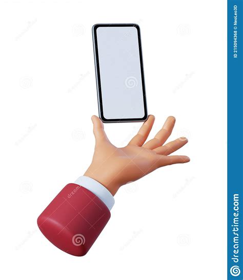 3d Render Human Hand Holds Abstract Mobile Device In Vertical Position