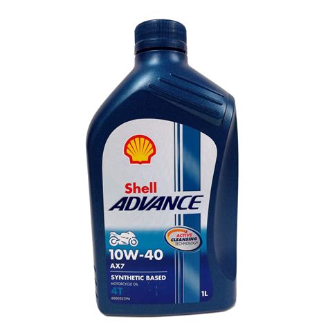 This oil will help provide excellent performance in motorcycle engines that are designed with a common engine/transmission lubrication system or where the engine lubrication system is separate from the transmission system. SHELL Advance AX7 4T 10W40 Lubricant Motorcycle Engine Oil ...