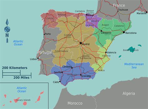 Large Regions Map Of Spain Spain Europe Mapsland