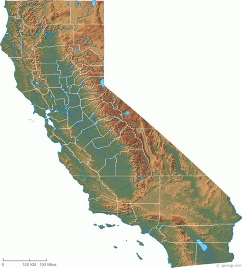 california physical map and california topographic map topo map of california printable maps