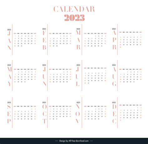 Calendar 2024 Template Elegant Plain Frames Layout Vectors Graphic Art