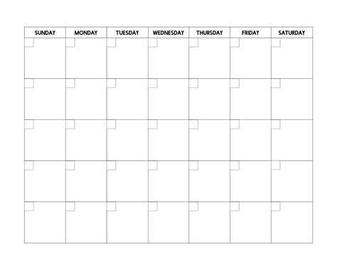 Blank Free Printable Calendar
