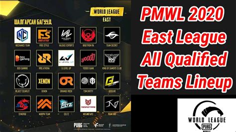 Pubg Mobile World League East All 20 Qualified Teams Name And Lineup