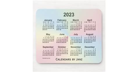 2023 Rainbow Cloud Calendar By Janz Mouse Pad