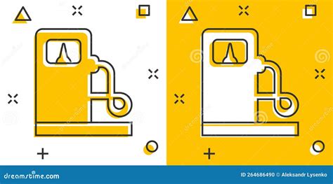 Fuel Pump Icon In Comic Style Gas Station Cartoon Sign Vector