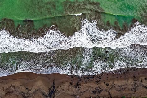 Drone Shot Seascape Seashore Birds Eye View Land 5k Oceanshore