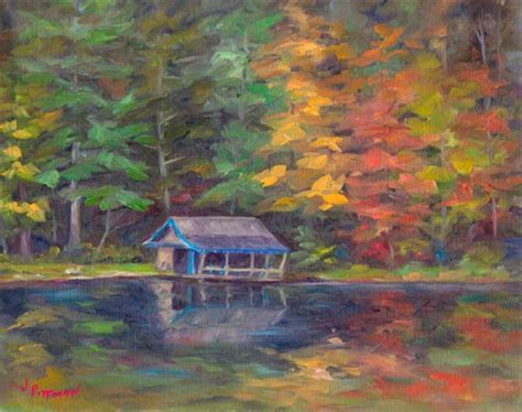 Lake Logan Boathouse In Autumn Color