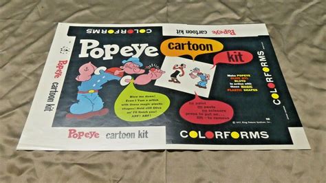 Rare Popeye Cartoon Kit Colorform Printers Proof For Colorforms Box And