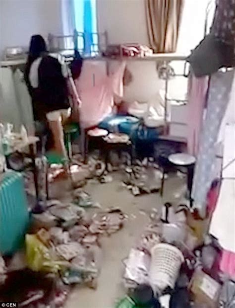 Video From China Shows Female Students Dorm Piled With Rubbish Daily