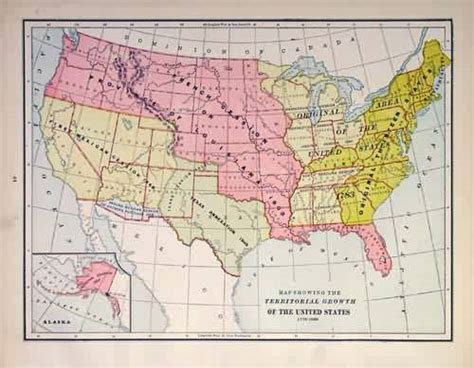 Map Showing The Territorial Growth Of The United States 1176 1886 Art
