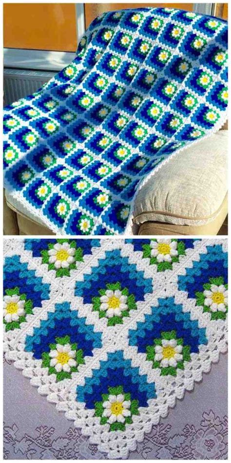 Mitered Daisy Granny Squares Blanket Free Crochet Tutorial Artofit