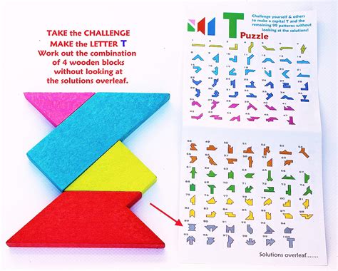 Towo Wooden Tangram T Puzzle For Kids Wooden Pattern Blocks Geometric