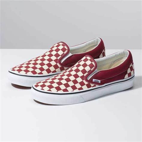 Vans Classic Slip On Checkerboard Rumba Red Mens Classic Skate Shoes