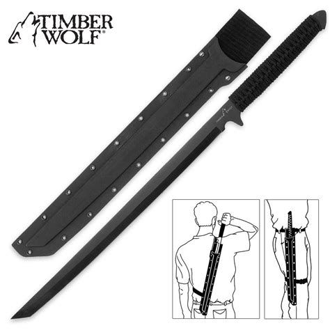 27 Timber Wolf Full Tang Black Ninja Sword Machete Katana W Hard