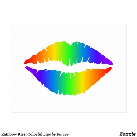 Rainbow Kiss Colorful Lips Postcard Zazzleca Lip Colors Rainbow