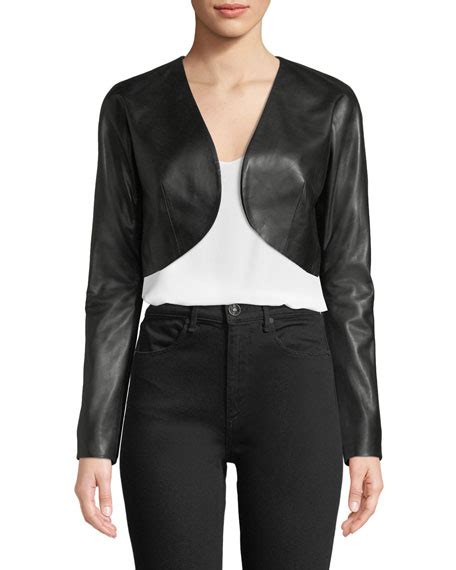 Milly Cropped Leather Bolero Jacket Neiman Marcus