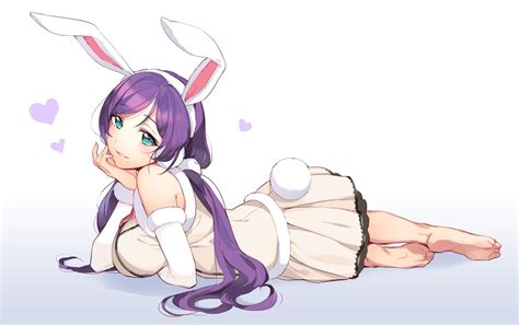 Love Live Toujou Nozomi Anime Purple Hair Twintails Aqua Eyes Anime Girls Bunny Ears