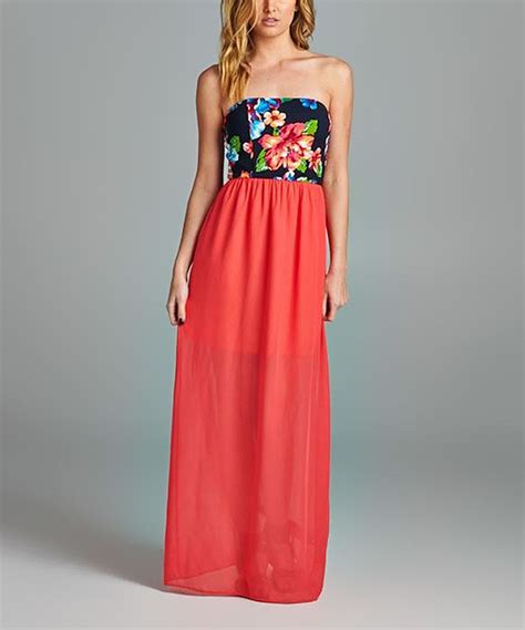 Look What I Found On Zulily 42pops Coral Floral Strapless Maxi Dress