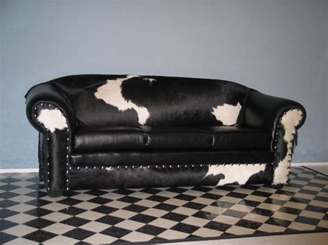 Black And White Leather And Cow Hide Sofa Description From