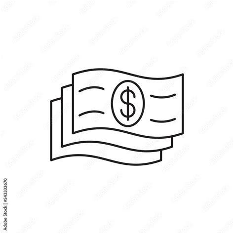 Dollar Money Bill Icon Design A Stack Of Cash Money Or Dollar Bills Line Art Vector Icon For