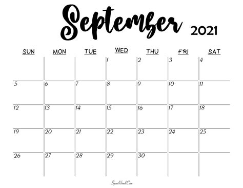 Blank September 2021 Calendar Printable Latest Calendar Printable