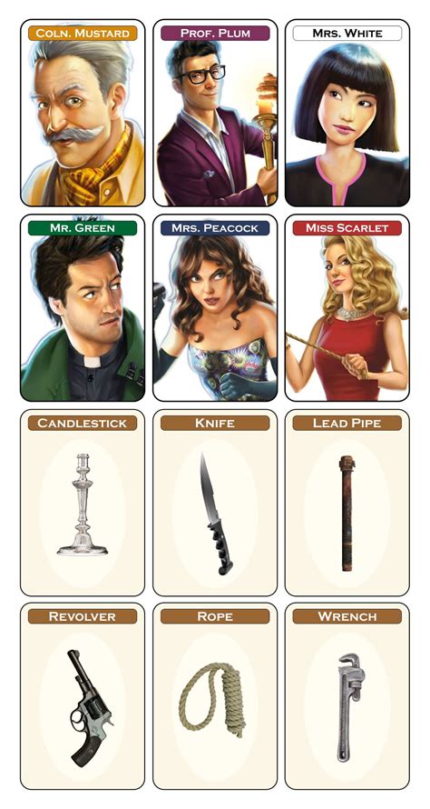 Clue Character Cards Printable Printable Word Searches