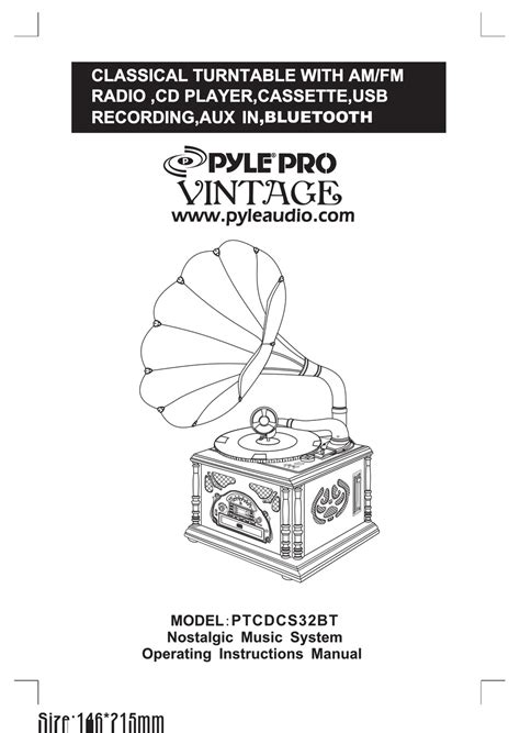 Pyle Pro Ptcdcs32bt Turntable Operating Instructions Manual Manualslib