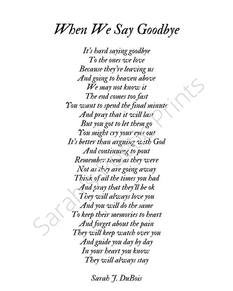 Poem Digital Print When We Say Goodbye | Etsy