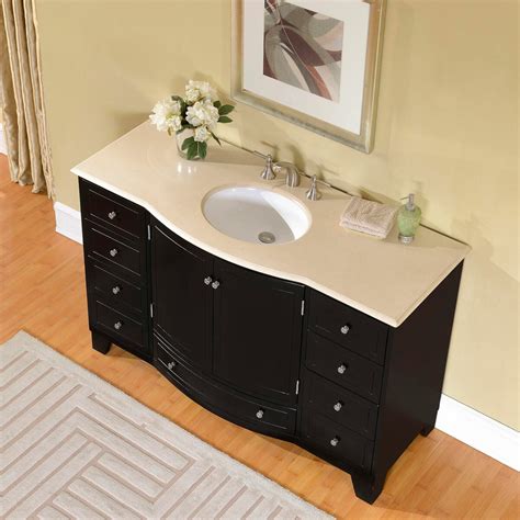 Small bathroom cabinet vanity sink dark oak faucet and drain space saving design renovators supply manufacturing. Silkroad Exclusive 55" Single Sink Cabinet Bathroom Vanity ...