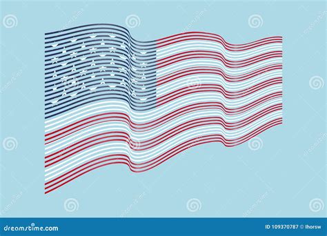 Usa Flag Vector On Blue Background Wave Stripes Flag Of United Stock