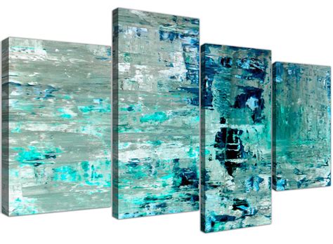 Large Turquoise Teal Abstract Painting Wall Art Print Canvas Multi 4