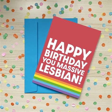 Happy Birthday You Massive Lesbian Birthday Card And Badge Etsy