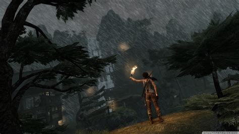 Lara Croft in the Rain (Tomb Raider 2013) Ultra HD Desktop Background Wallpaper for 4K UHD TV ...