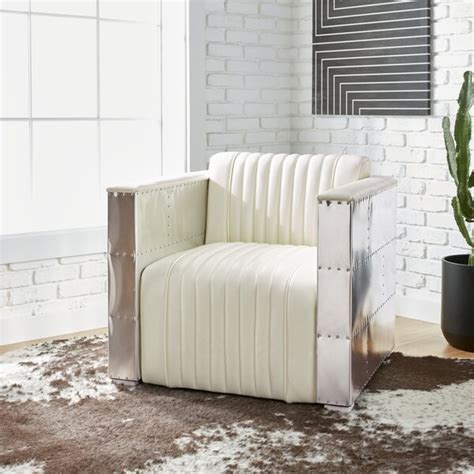 Shop Jasper Laine Vindicator Modern White Leather Chair Free Shipping