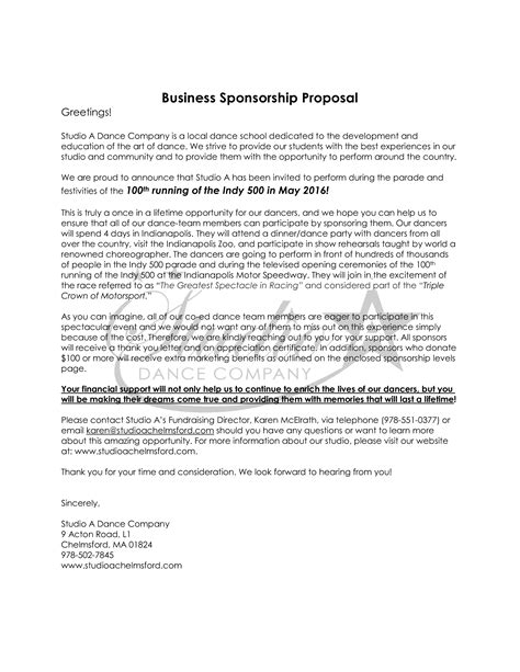 Business Sponsorship Proposal Templates At