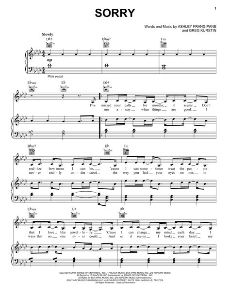 Halsey 'Sorry' Sheet Music and Printable PDF Music Notes | Sheet music, Music notes, Sheet music ...