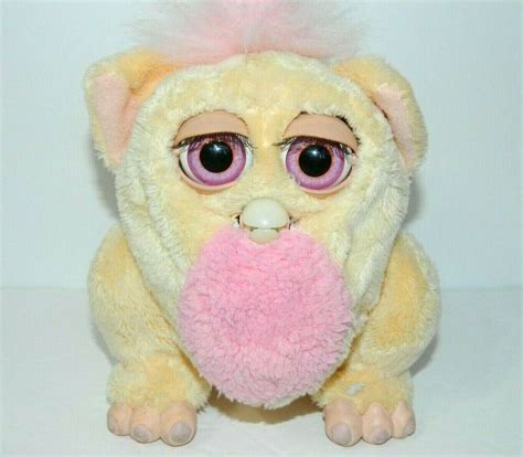 Baby Furby 2005 Tiger Gray Pink Eyes Rubber Mouth 59961 Hasbro Works