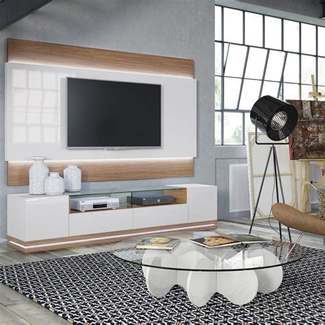 (the lodge pendant and shaded floor lamps from the goal, he explained, is to create contrast between the light at the center of the room and around the perimeter, and the darker spaces in between: Vanderbilt Maple Cream & Off White TV Stand w/LED Lights ...