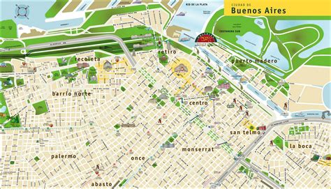 map of buenos aires tourist attractions and monuments of buenos aires