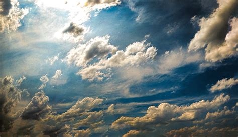 Gambar Langit Awan Awan Biru Siang Hari Gumpalan Awan Suasana